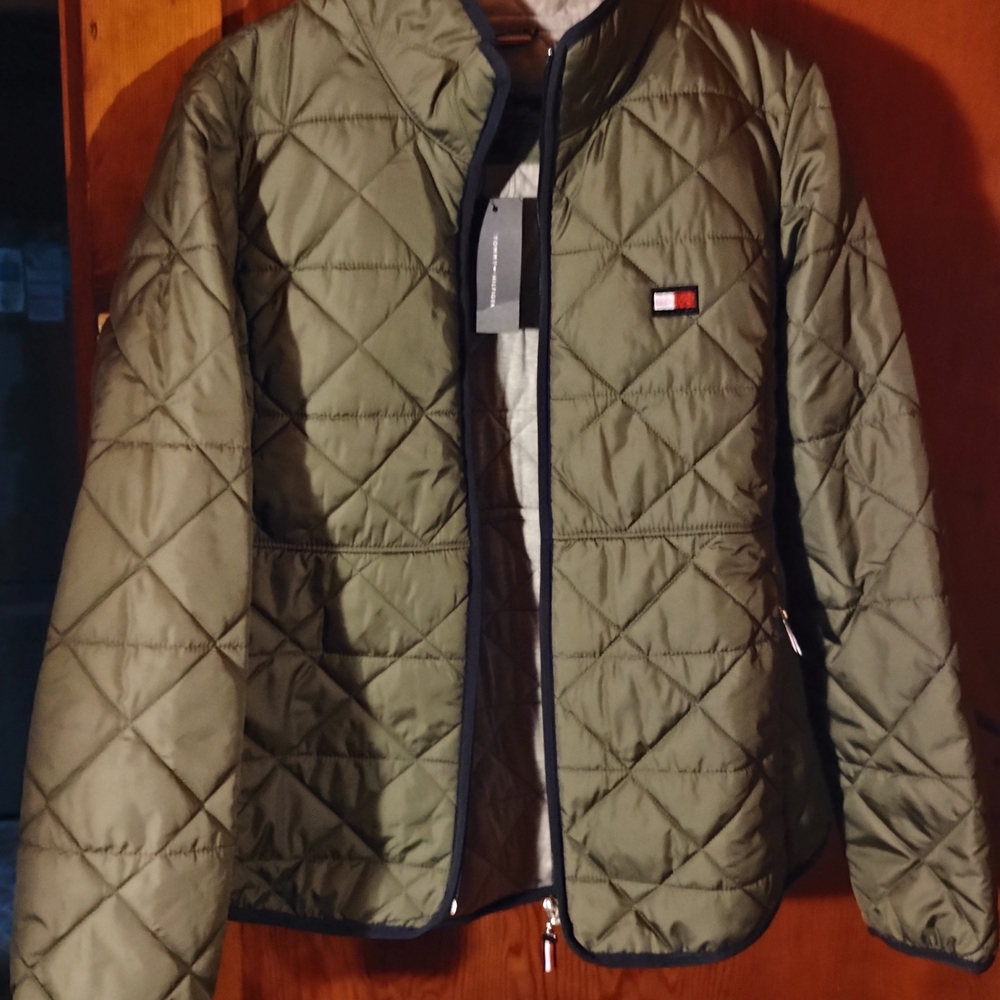 Tommy Hilfiger Green Quilted Puffer Coat